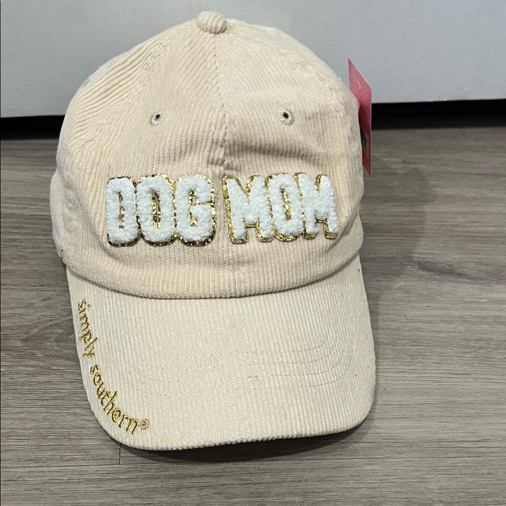 Simply Southern Corduroy Dog Mom Cap - Tan and Gold‎